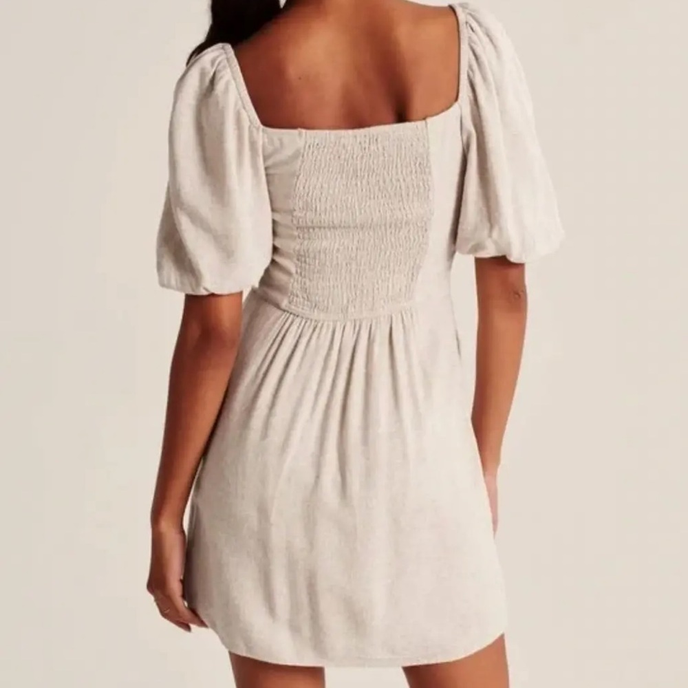 SOLD//  NEW/NWT! Abercrombie & Fitch Puff Sleeve Linen Dress ~ Size XS - Picture 2 of 11